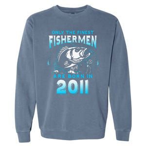 10th Birthday 10 Years Old Funny Fishing Since 2011 Garment-Dyed Sweatshirt