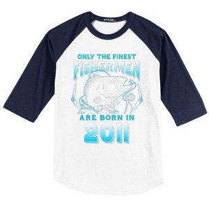 10th Birthday 10 Years Old Funny Fishing Since 2011 Baseball Sleeve Shirt