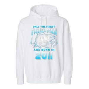 10th Birthday 10 Years Old Funny Fishing Since 2011 Garment-Dyed Fleece Hoodie