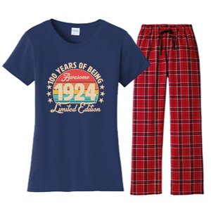 1924 Birthday 100 Years Of Being Awesome Limited Edition Women's Flannel Pajama Set