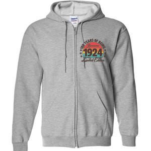 1924 Birthday 100 Years Of Being Awesome Limited Edition Full Zip Hoodie