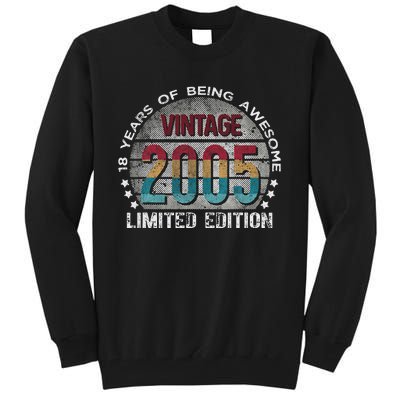 18th Birthday 18 Year Old Limited Edition Gifts Vintage 2005 Love Tall Sweatshirt