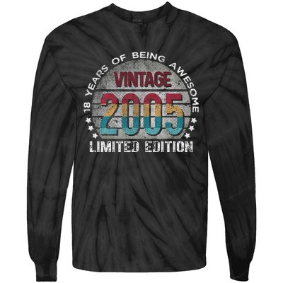 18th Birthday 18 Year Old Limited Edition Gifts Vintage 2005 Love Tie-Dye Long Sleeve Shirt