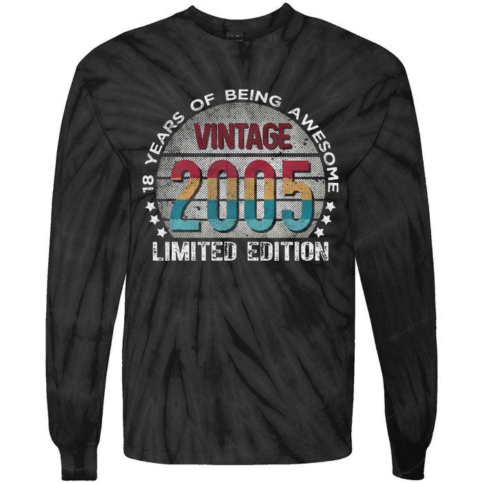 18th Birthday 18 Year Old Limited Edition Gifts Vintage 2005 Love Tie-Dye Long Sleeve Shirt