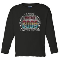 18th Birthday 18 Year Old Limited Edition Gifts Vintage 2005 Love Toddler Long Sleeve Shirt