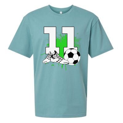 11th Birthday 11 Year Old Soccer Player Birthday Party Sueded Cloud Jersey T-Shirt