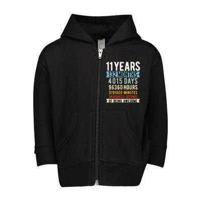 11th Birthday 11 Years Old Vintage Retro 132 Months Shirt Toddler Zip Fleece Hoodie