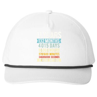 11th Birthday 11 Years Old Vintage Retro 132 Months Shirt Snapback Five-Panel Rope Hat