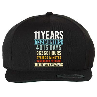 11th Birthday 11 Years Old Vintage Retro 132 Months Shirt Wool Snapback Cap