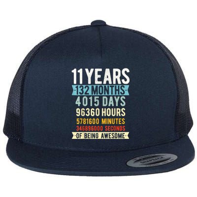 11th Birthday 11 Years Old Vintage Retro 132 Months Shirt Flat Bill Trucker Hat