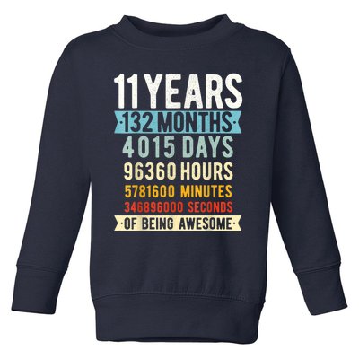 11th Birthday 11 Years Old Vintage Retro 132 Months Shirt Toddler Sweatshirt