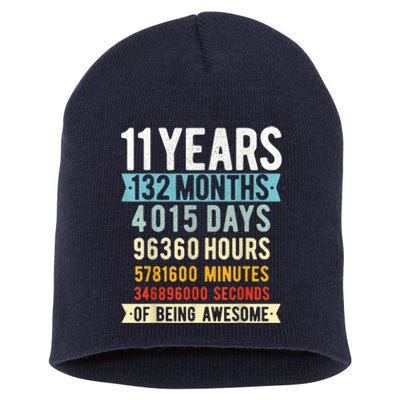 11th Birthday 11 Years Old Vintage Retro 132 Months Shirt Short Acrylic Beanie