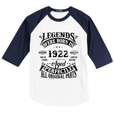 100 Birthday 1922 Gift Vintage 100 Birthday Baseball Sleeve Shirt