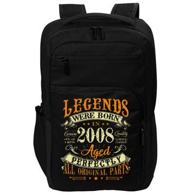 15th Birthday 15 Years Old Vintage Legends Born In 2008 Impact Tech Backpack