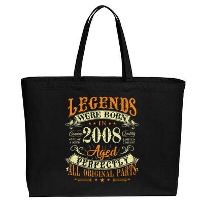 15th Birthday 15 Years Old Vintage Legends Born In 2008 Cotton Canvas Jumbo Tote