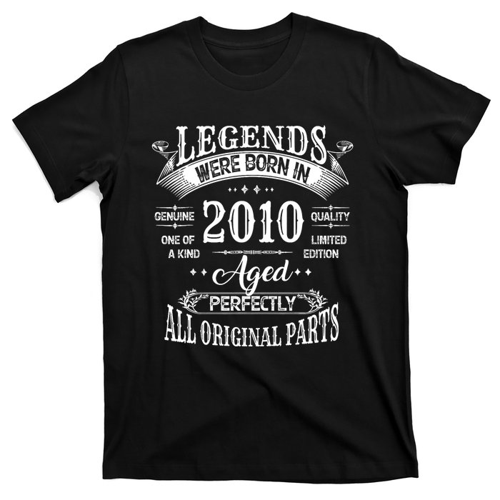 14th Birthday 14 Years Old Vintage Legends Born In 2010 T-Shirt