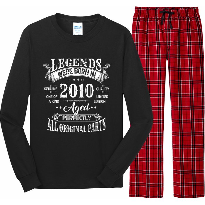 14th Birthday 14 Years Old Vintage Legends Born In 2010 Long Sleeve Pajama Set