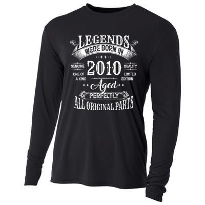 14th Birthday 14 Years Old Vintage Legends Born In 2010 Cooling Performance Long Sleeve Crew