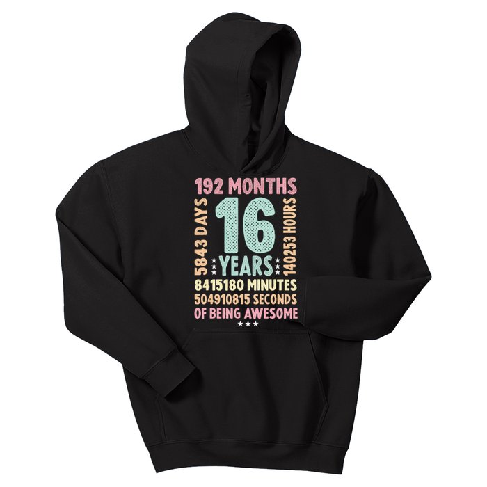 16th Birthday 16 Years Old Vintage Retro 16 Yr Old Kids Hoodie