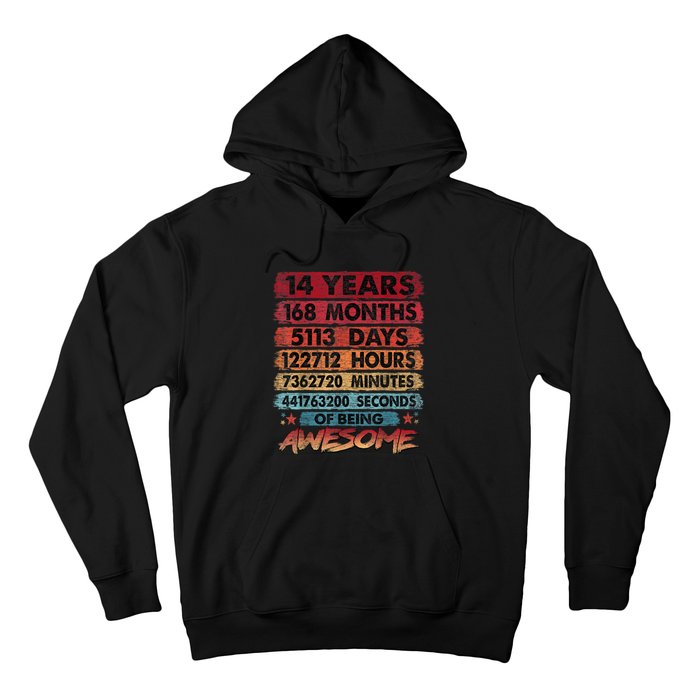 14th Birthday 14 Years Old Vintage Retro 168 Months Birthday Hoodie