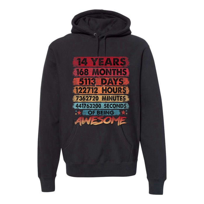 14th Birthday 14 Years Old Vintage Retro 168 Months Birthday Premium Hoodie