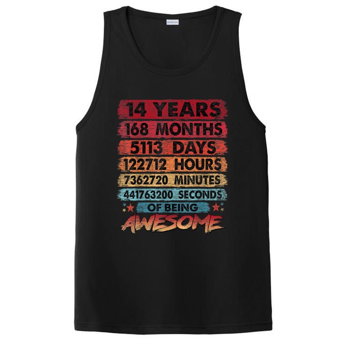 14th Birthday 14 Years Old Vintage Retro 168 Months Birthday PosiCharge Competitor Tank