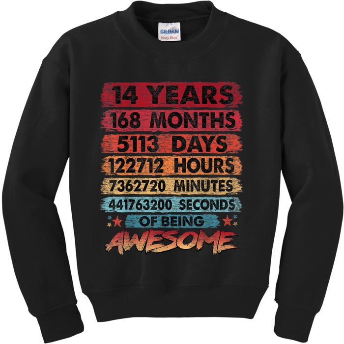 14th Birthday 14 Years Old Vintage Retro 168 Months Birthday Kids Sweatshirt