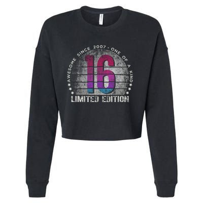 16th Birthday 16 Year Old Gifts Vintage 2007 Limited Edition Cropped Pullover Crew