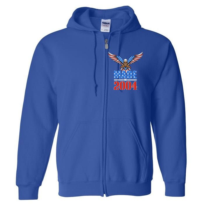 16th Birthday 2004 Cute Gift Usa Flag Eagle Patriotic Gift Cute Gift Full Zip Hoodie