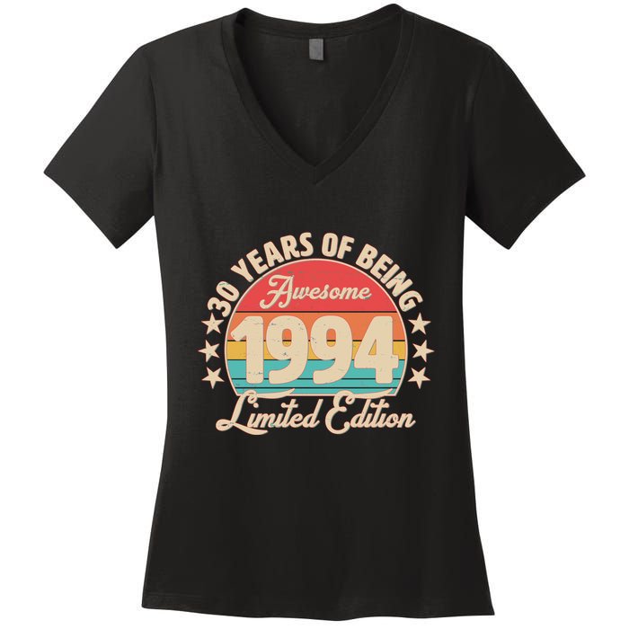 1994 Birthday 30 Years Of Being Awesome Limited Edition Women's V-Neck T-Shirt