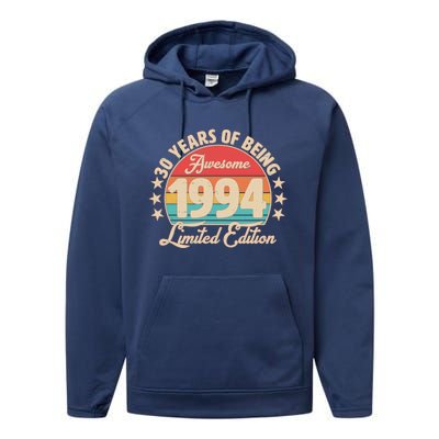 1994 Birthday 30 Years Of Being Awesome Limited Edition Performance Fleece Hoodie