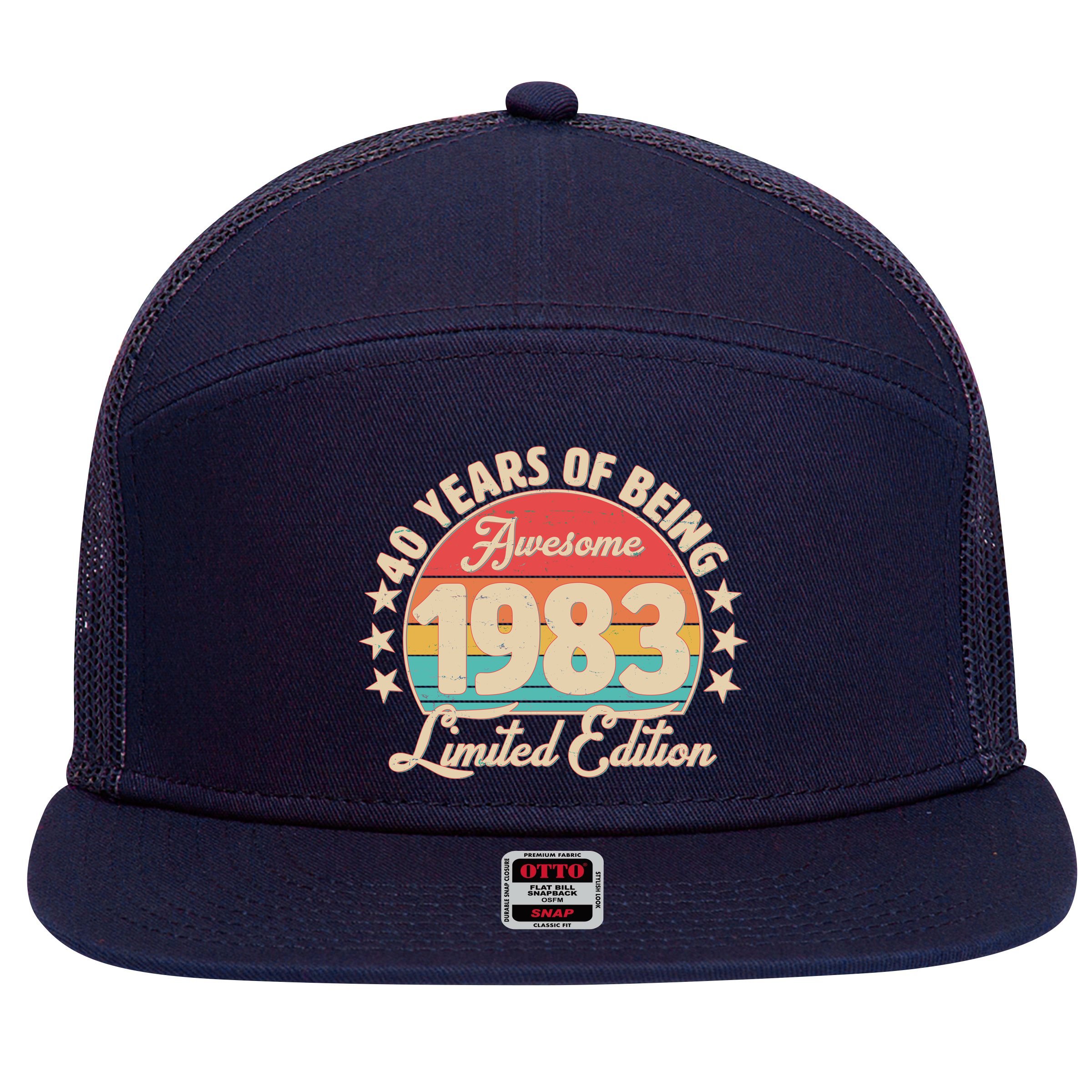 1983 Birthday 40 Years Of Being Awesome Limited Edition 7 Panel Mesh Trucker Snapback Hat