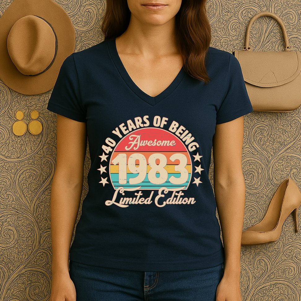 1983 Birthday 40 Years Of Being Awesome Limited Edition Women's V-Neck T-Shirt