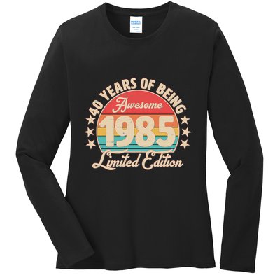 1985 Birthday 40 Years Of Being Awesome Limited Edition Ladies Long Sleeve Shirt