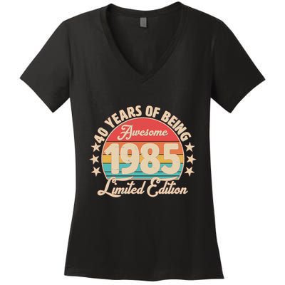 1985 Birthday 40 Years Of Being Awesome Limited Edition Women's V-Neck T-Shirt