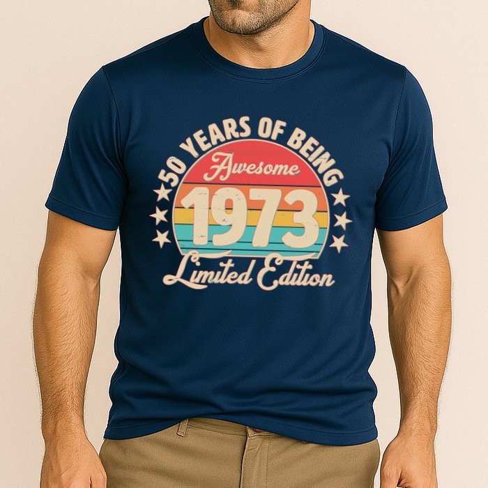1973 Birthday 50 Years Of Of Being Awesome Limited Edition Cooling Performance Crew T-Shirt