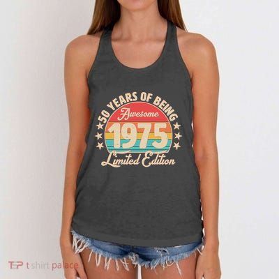 1975 Birthday 50 Years Of Being Awesome Limited Edition Women's Knotted Racerback Tank