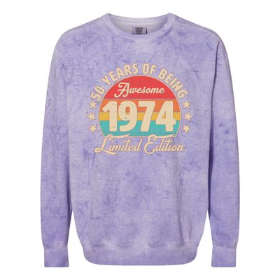 1974 Birthday 50 Years Of Being Awesome Limited Edition Colorblast Crewneck Sweatshirt