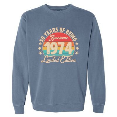 1974 Birthday 50 Years Of Being Awesome Limited Edition Garment-Dyed Sweatshirt