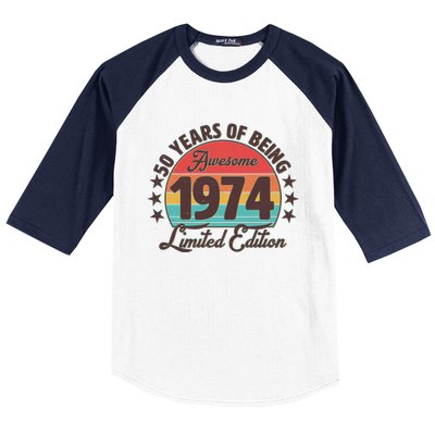 1974 Birthday 50 Years Of Being Awesome Limited Edition Baseball Sleeve Shirt