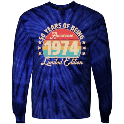 1974 Birthday 50 Years Of Being Awesome Limited Edition Tie-Dye Long Sleeve Shirt