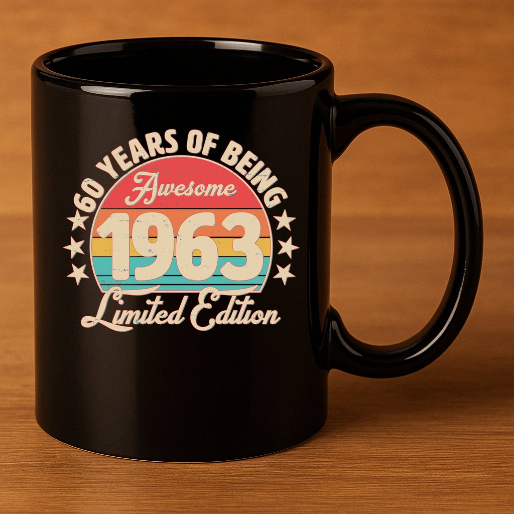 1963 Birthday 60 Years Of Of Being Awesome Limited Edition 11oz C Handle Ceramic Mug
