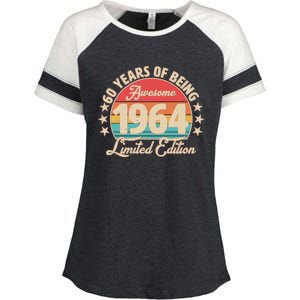 1964 Birthday 60 Years Of Being Awesome Limited Edition Enza Ladies Jersey Colorblock Tee