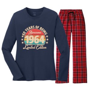 1964 Birthday 60 Years Of Being Awesome Limited Edition Women's Long Sleeve Flannel Pajama Set 