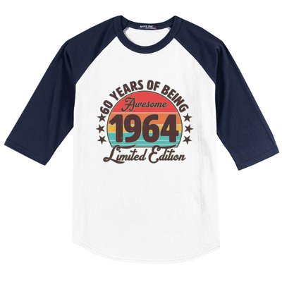 1964 Birthday 60 Years Of Being Awesome Limited Edition Baseball Sleeve Shirt