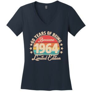 1964 Birthday 60 Years Of Being Awesome Limited Edition Women's V-Neck T-Shirt