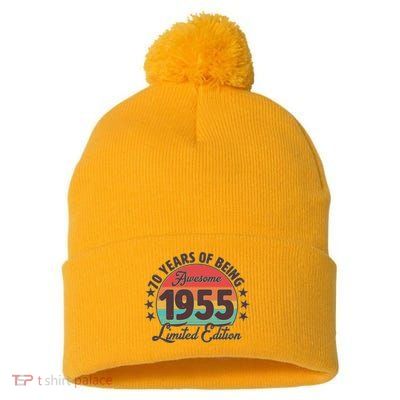 1955 Birthday 70 Years Of Being Awesome Limited Edition Pom Pom 12in Knit Beanie