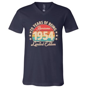 1954 Birthday 70 Years Of Being Awesome Limited Edition V-Neck T-Shirt