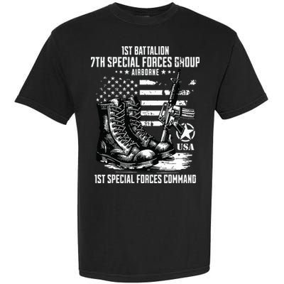 1st Battalion 7th Special Forces Group Airborne Veteran Garment-Dyed Heavyweight T-Shirt