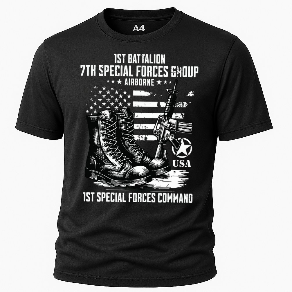 1st Battalion 7th Special Forces Group Airborne Veteran Cooling Performance Crew T-Shirt